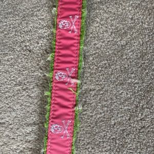 Eliza Pink and green preppy skull belt Small